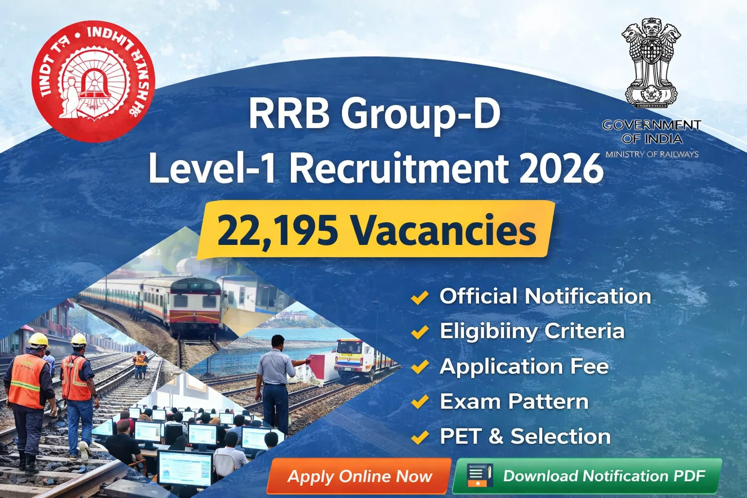 RRB Group D Recruitment 2026 - Apply Online for Various Posts